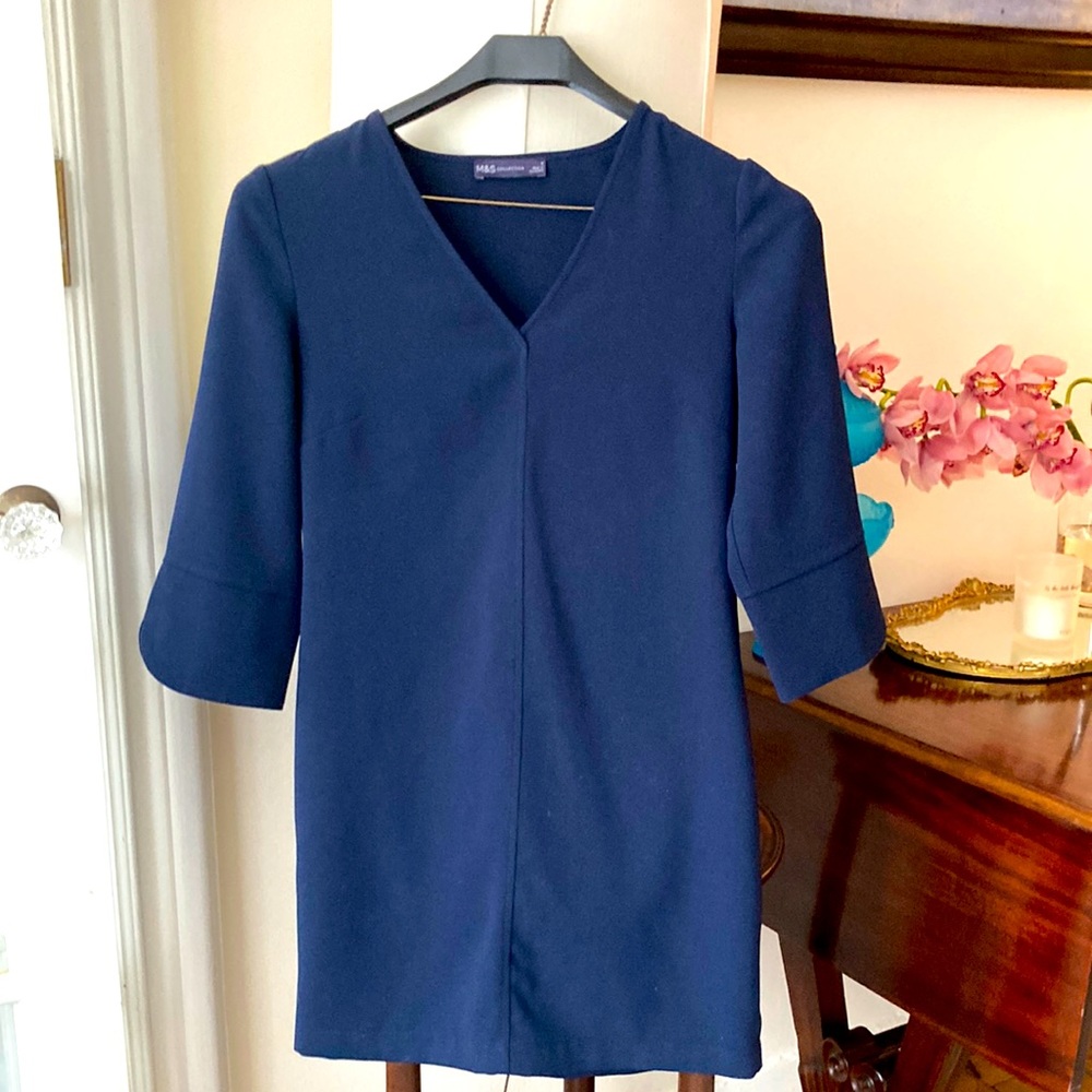 M & S navy shift dress